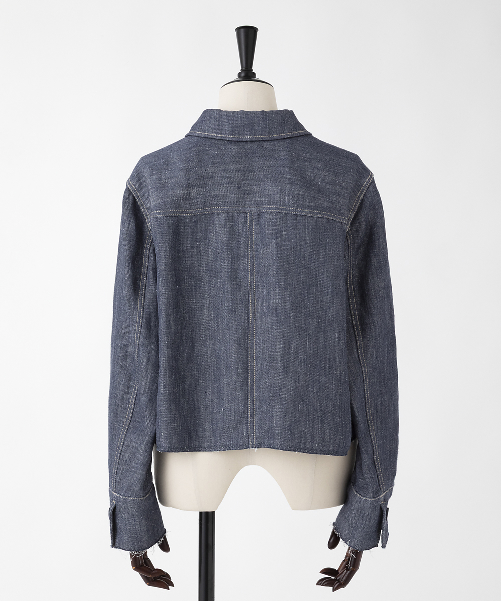 EAUVIRE ダブルリネンデニムシャツジャケット ブルー