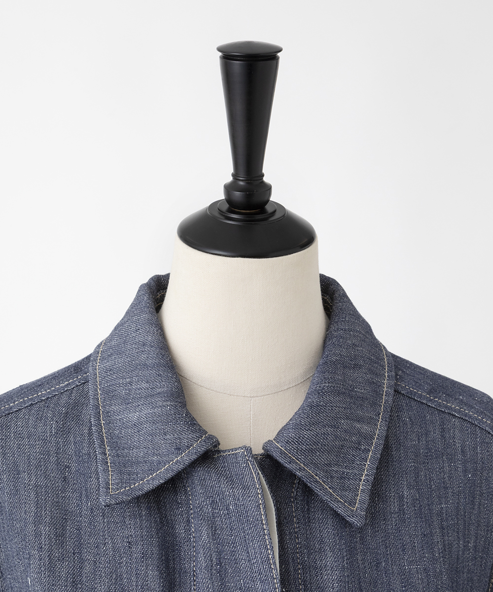 EAUVIRE ダブルリネンデニムシャツジャケット ブルー