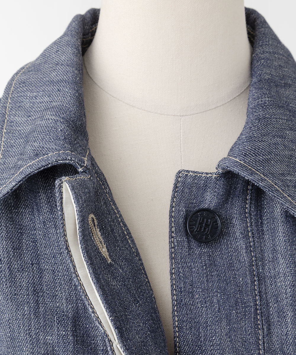 EAUVIRE ダブルリネンデニムシャツジャケット ブルー