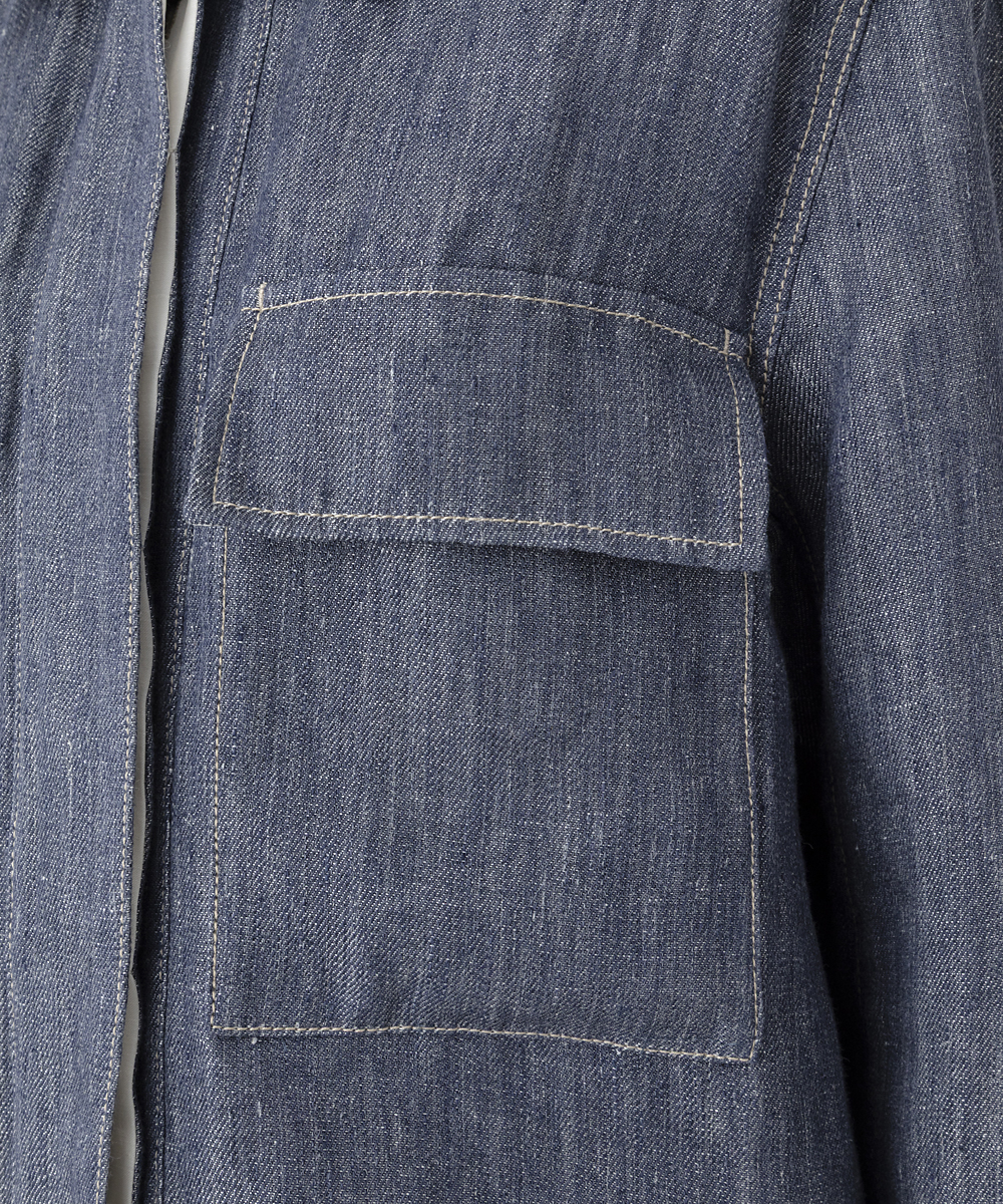 EAUVIRE ダブルリネンデニムシャツジャケット ブルー