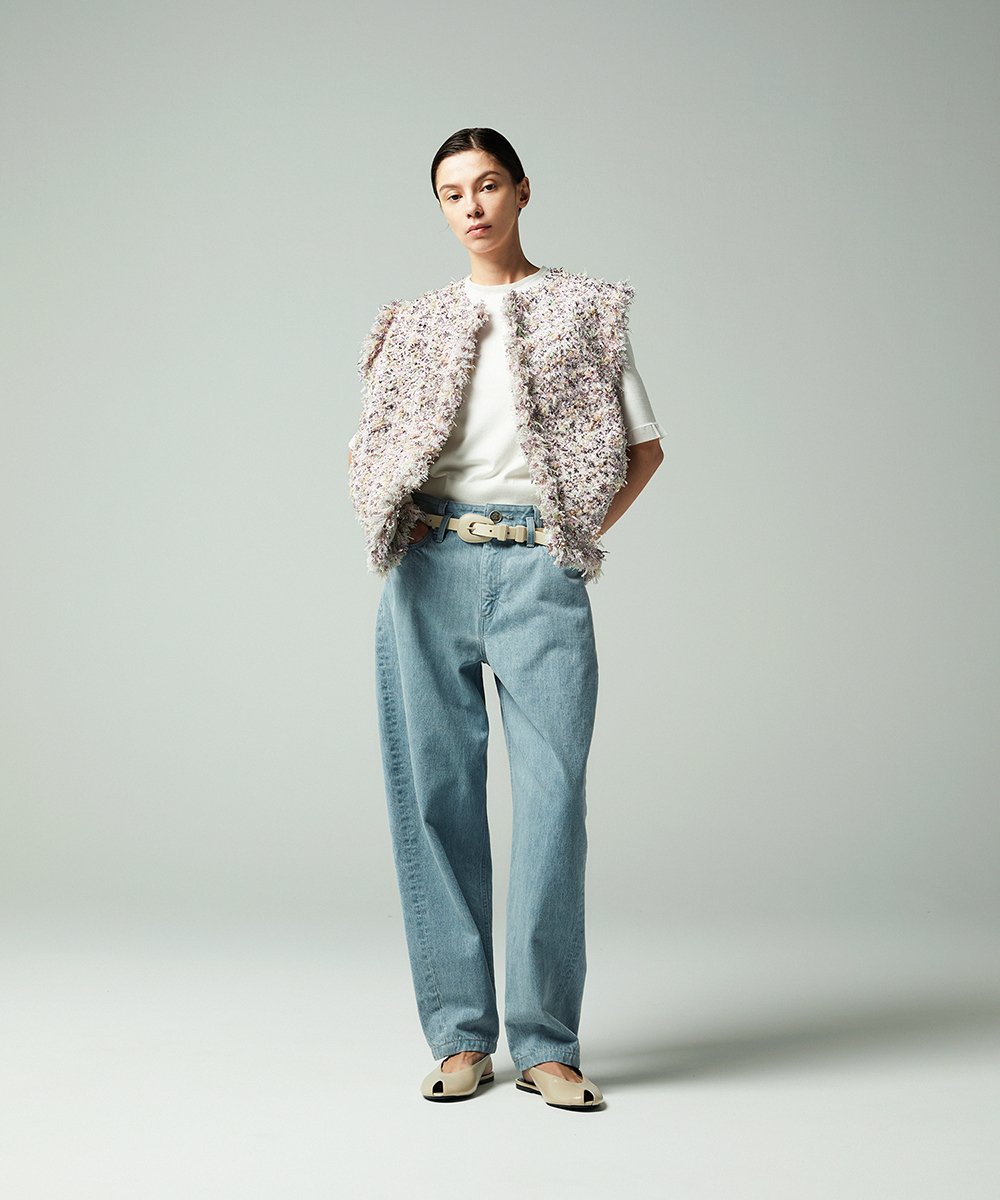 EAUVIRE リボンツイードジレ ピンク