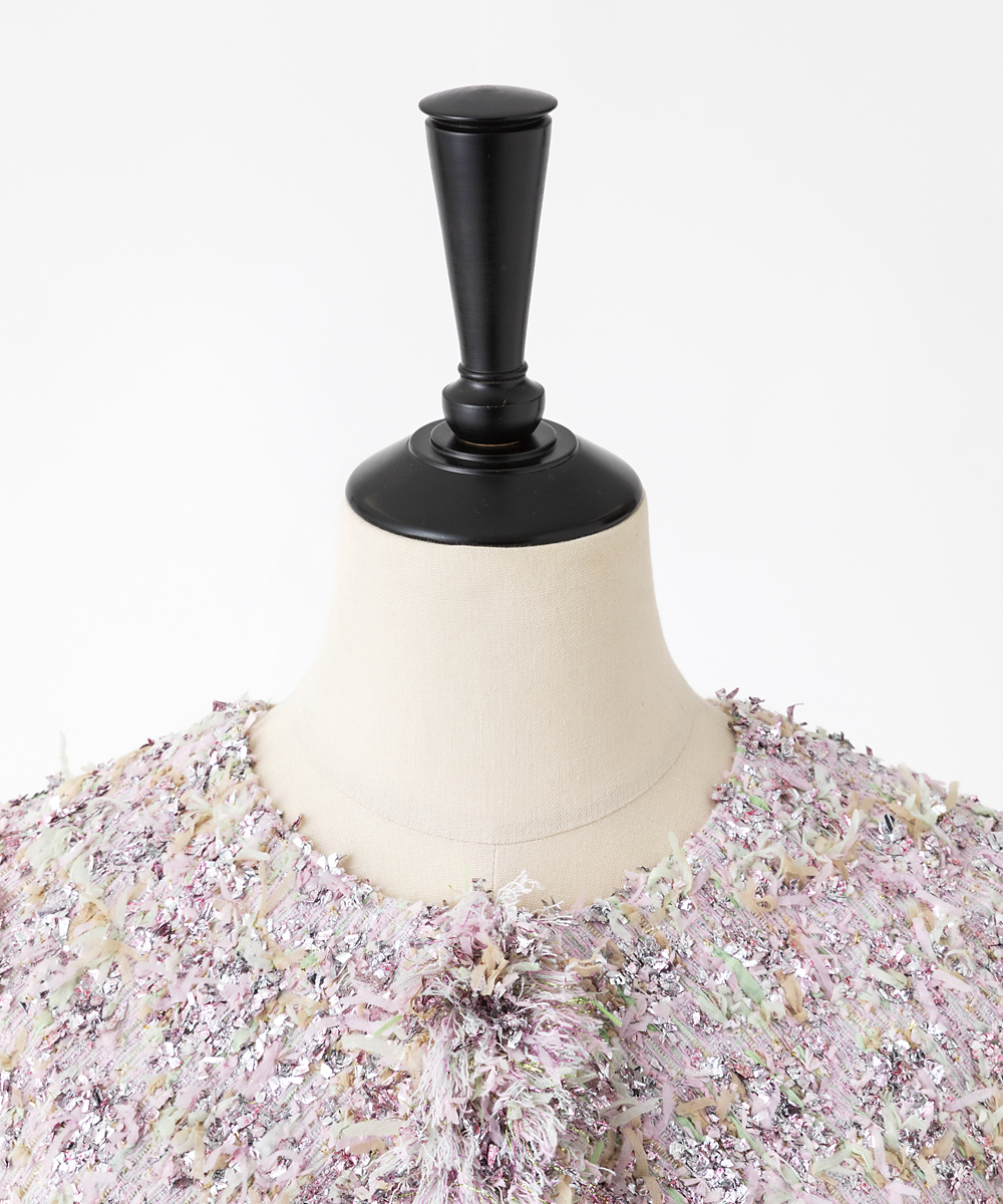 EAUVIRE リボンツイードジレ ピンク