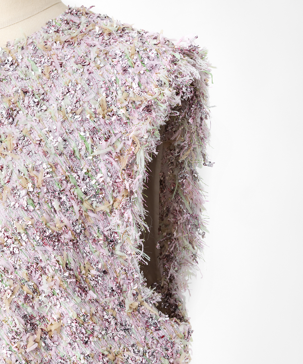 EAUVIRE リボンツイードジレ ピンク