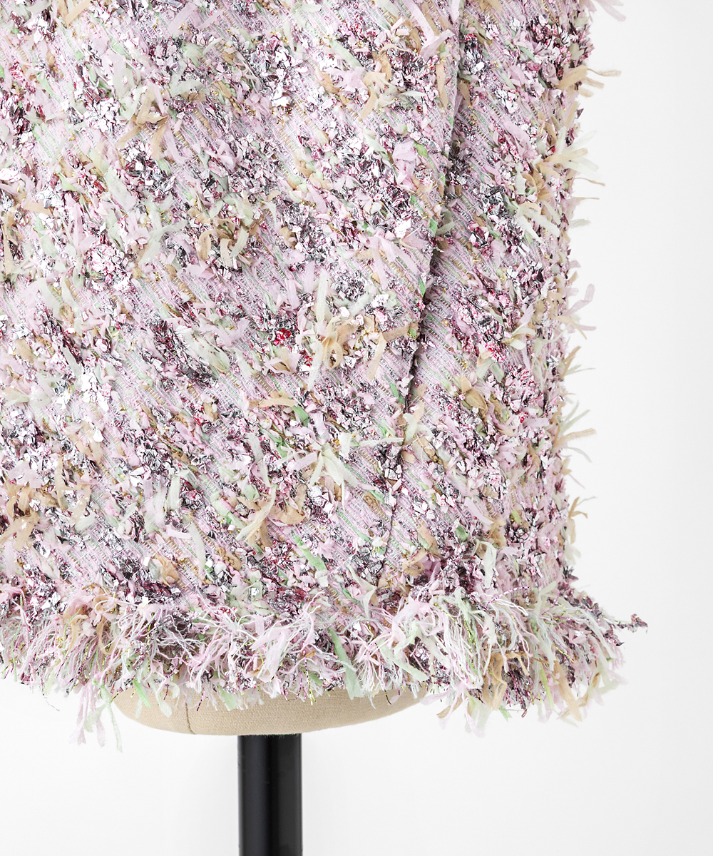 EAUVIRE リボンツイードジレ ピンク