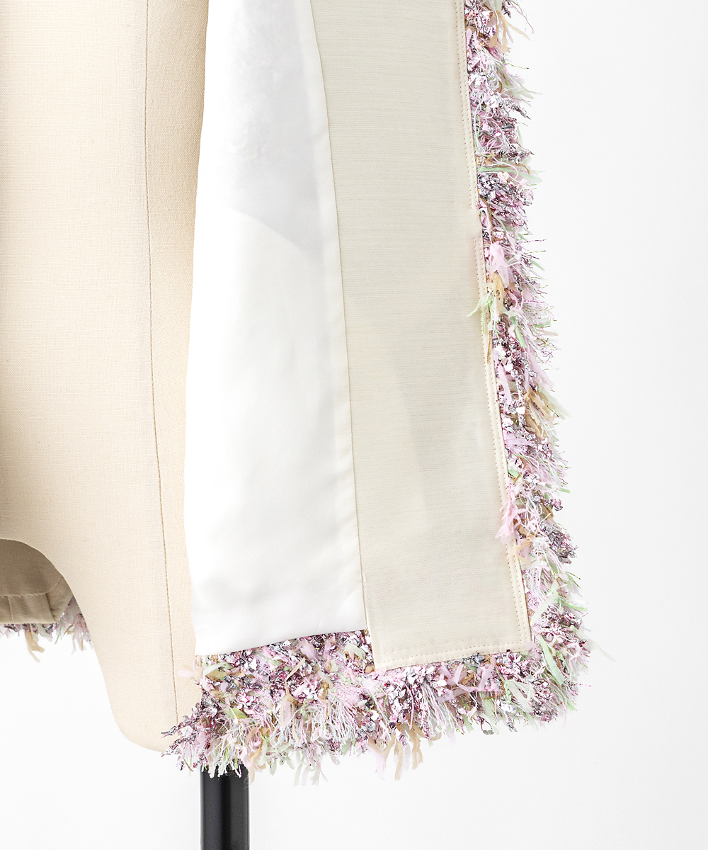 EAUVIRE リボンツイードジレ ピンク