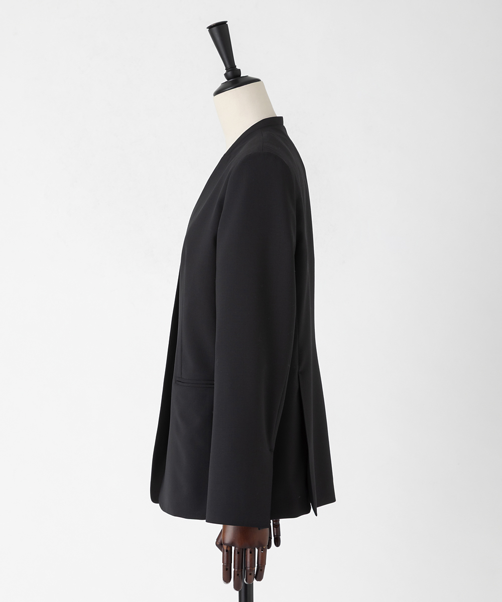 EAUVIRE サマーウールノーカラージャケット ブラック