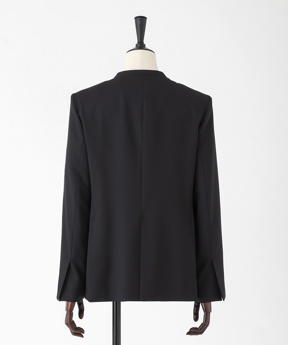 EAUVIRE サマーウールノーカラージャケット ブラック