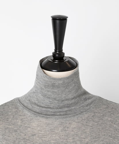 EAUVIRE コットンカシミヤタートルネックカットソー ライトグレー