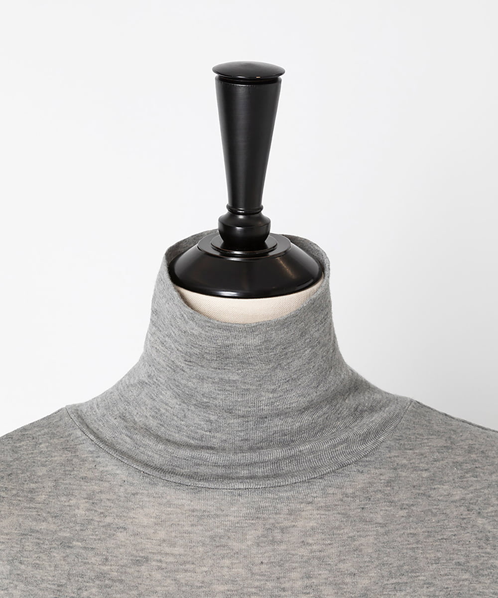 EAUVIRE コットンカシミヤタートルネックカットソー ライトグレー