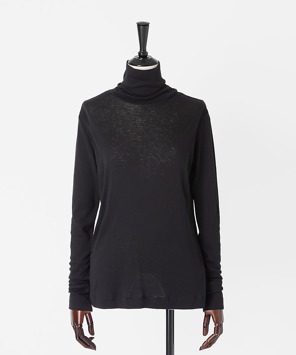 EAUVIRE コットンカシミヤタートルネックカットソー ライトグレー