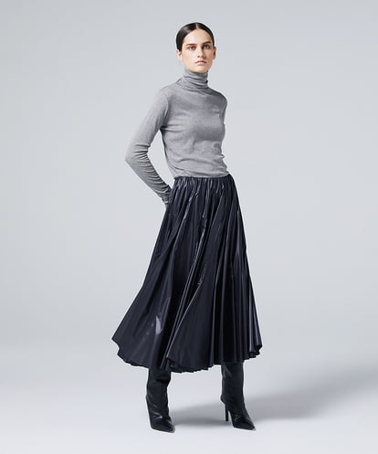 EAUVIRE コットンカシミヤタートルネックカットソー ライトグレー