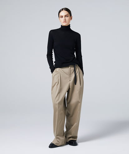 EAUVIRE コットンカシミヤタートルネックカットソー ライトグレー