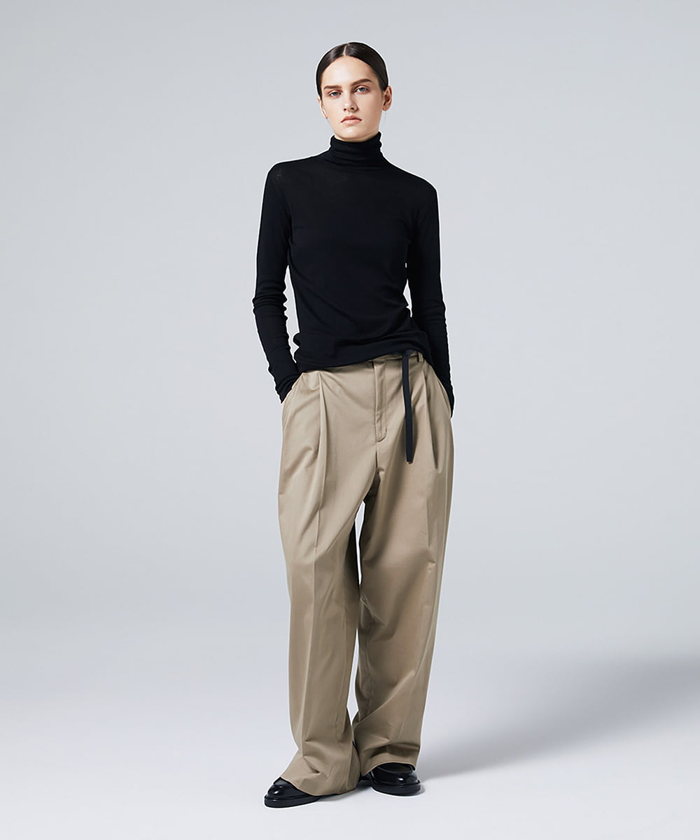 EAUVIRE コットンカシミヤタートルネックカットソー ライトグレー