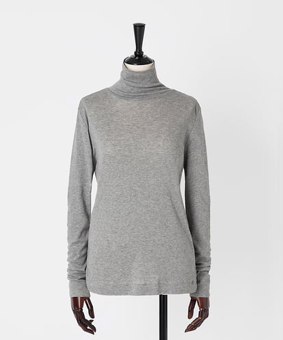 EAUVIRE コットンカシミヤタートルネックカットソー ライトグレー