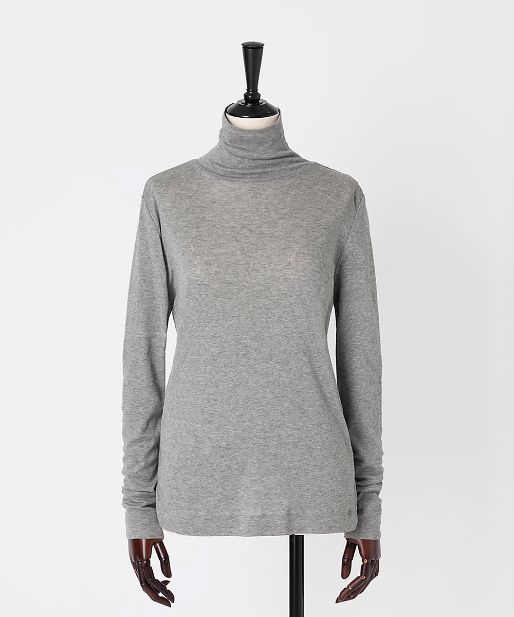 EAUVIRE コットンカシミヤタートルネックカットソー ライトグレー