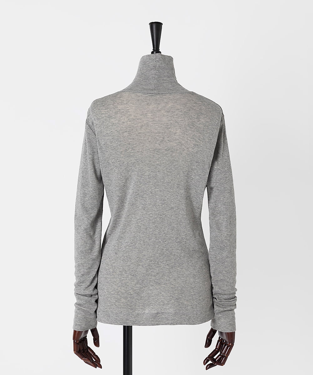 EAUVIRE コットンカシミヤタートルネックカットソー ライトグレー