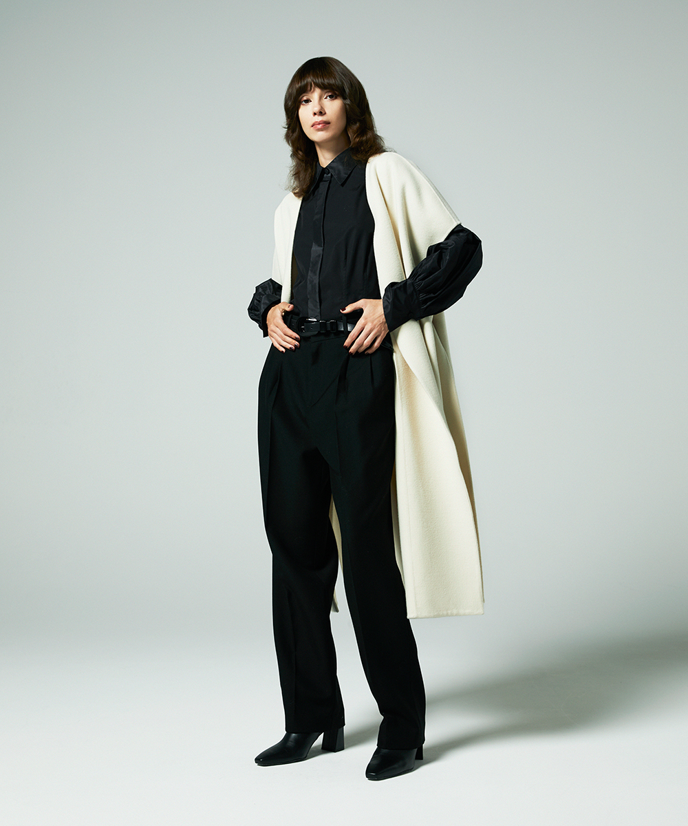 EAUVIRE 2タックパンツ ブラック