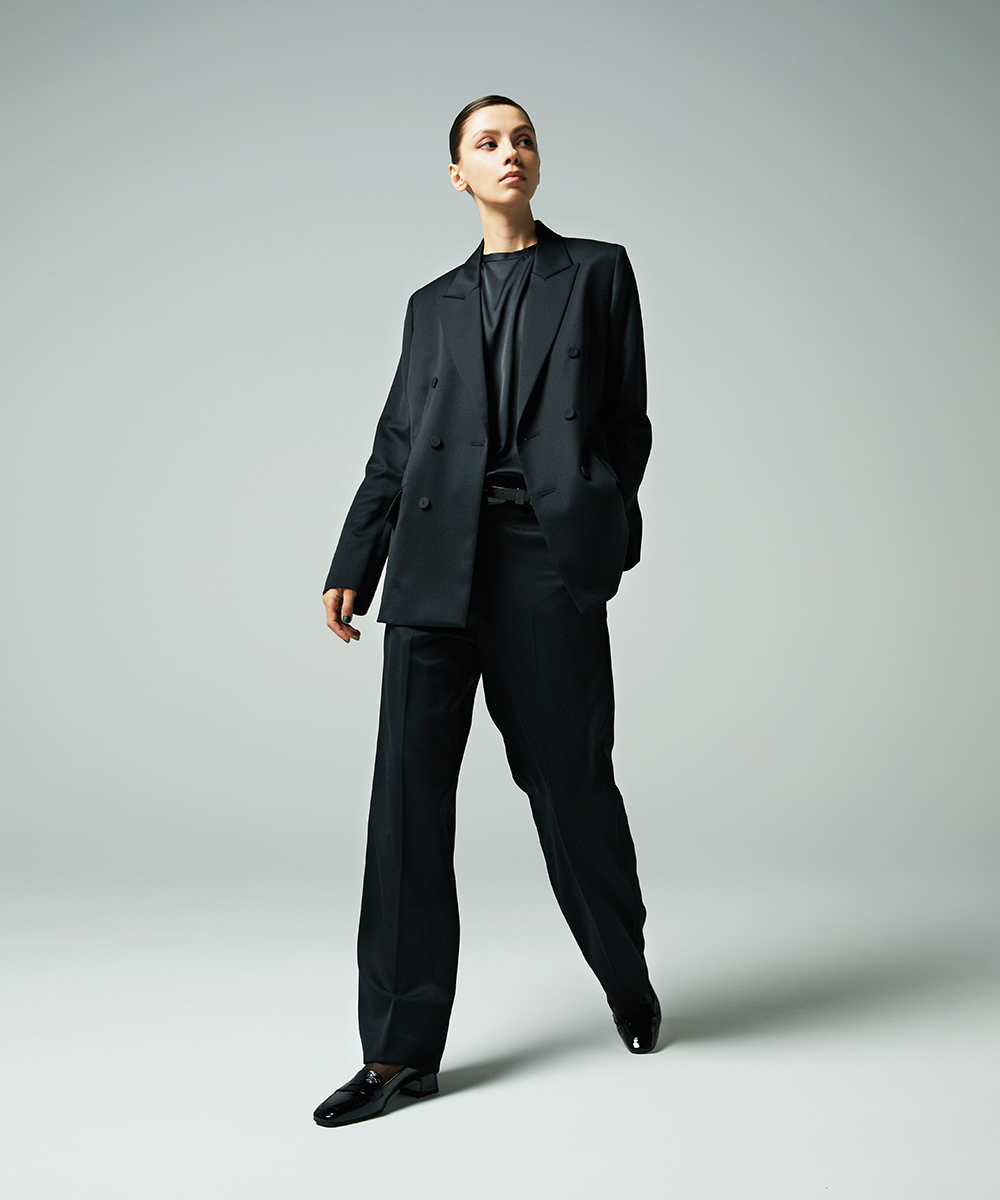 EAUVIRE ナローストレートパンツ ブラック