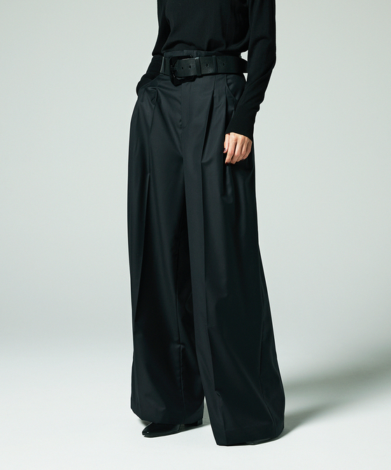 EAUVIRE 3タックワイドパンツ ブラウン