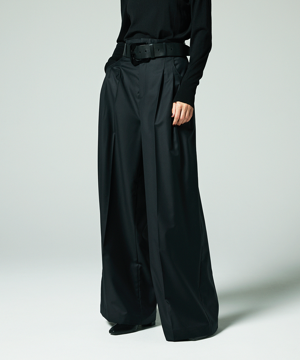 EAUVIRE 3タックワイドパンツ ブラウン