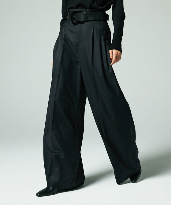 EAUVIRE 3タックワイドパンツ ブラウン