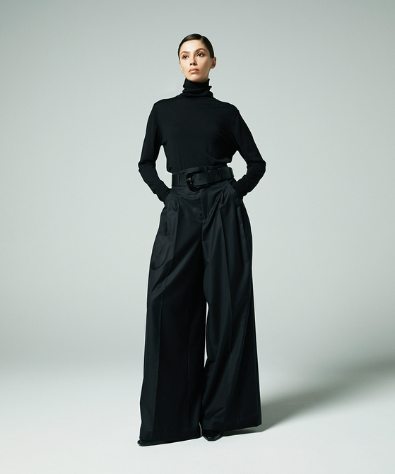 EAUVIRE 3タックワイドパンツ ブラウン