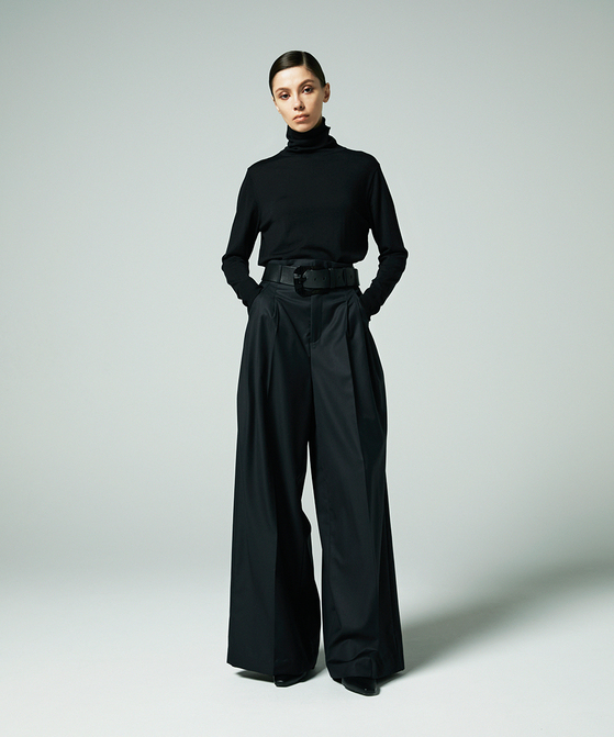 EAUVIRE 3タックワイドパンツ ブラウン