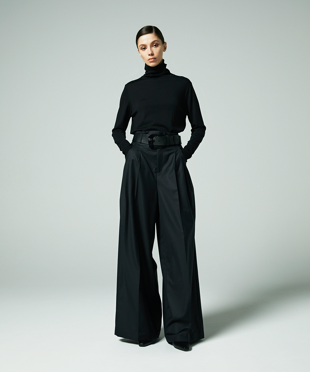 EAUVIRE 3タックワイドパンツ ブラウン