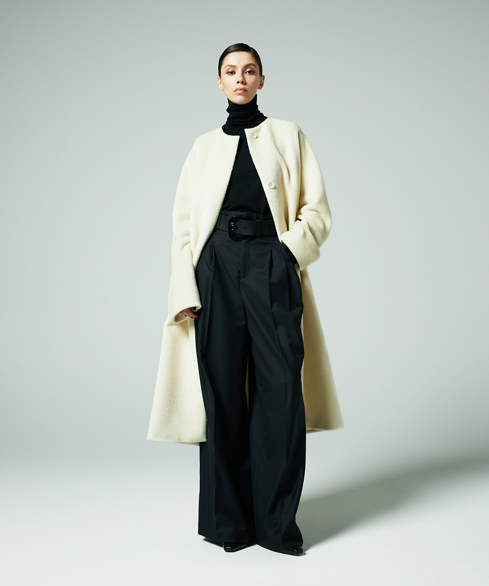 EAUVIRE 3タックワイドパンツ ブラウン