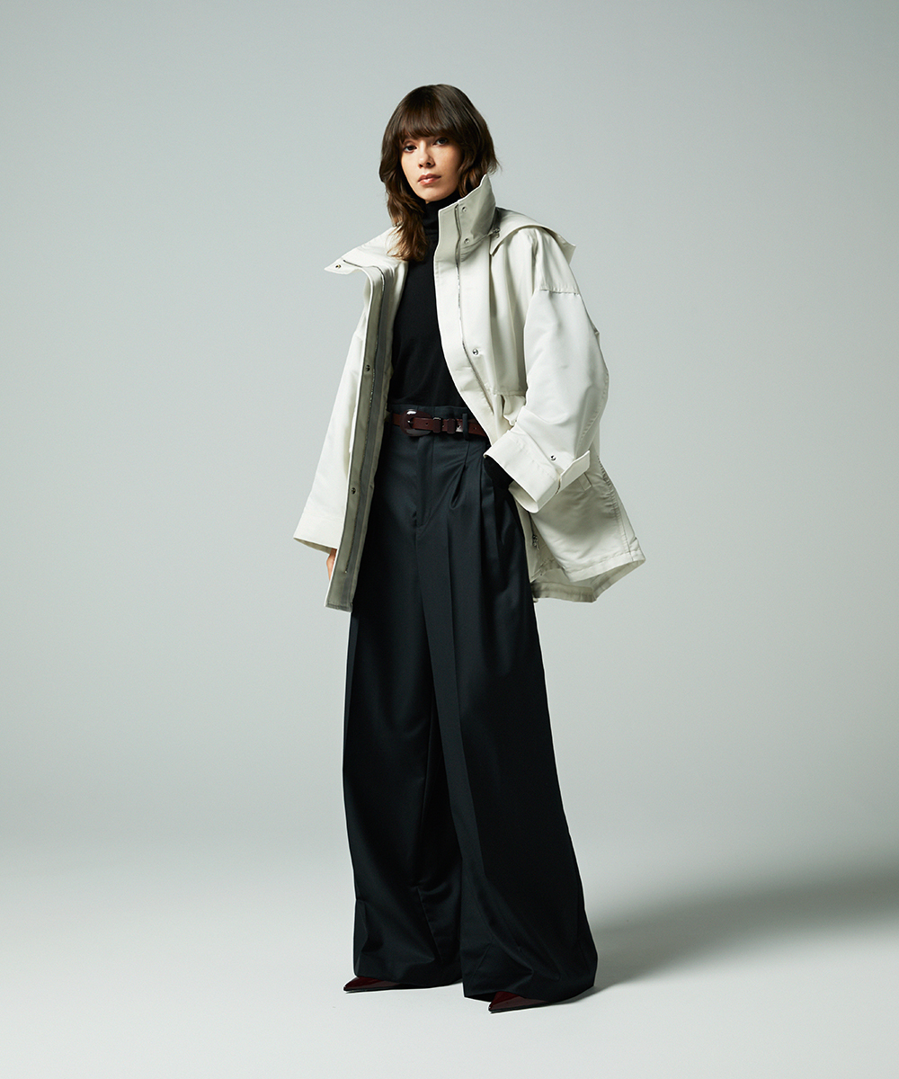 EAUVIRE 3タックワイドパンツ ブラウン