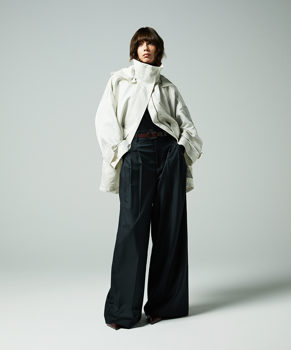 EAUVIRE 3タックワイドパンツ ブラウン