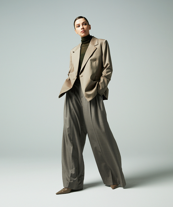 EAUVIRE 3タックワイドパンツ ブラウン