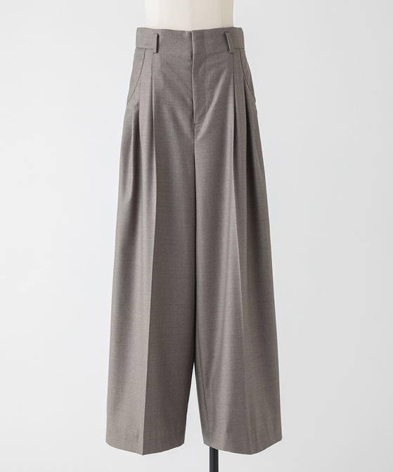 EAUVIRE 3タックワイドパンツ ブラウン
