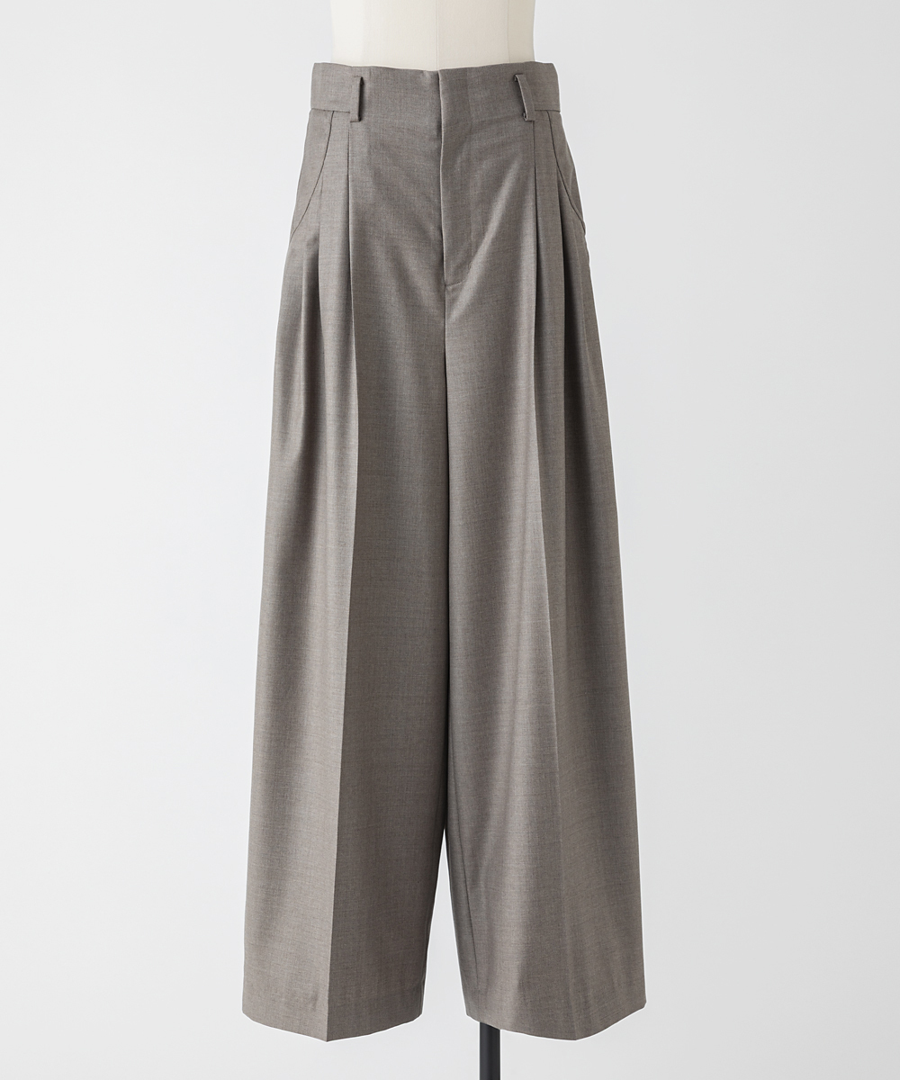 EAUVIRE 3タックワイドパンツ ブラウン
