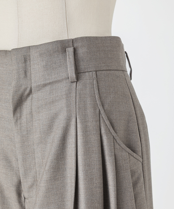 EAUVIRE 3タックワイドパンツ ブラウン