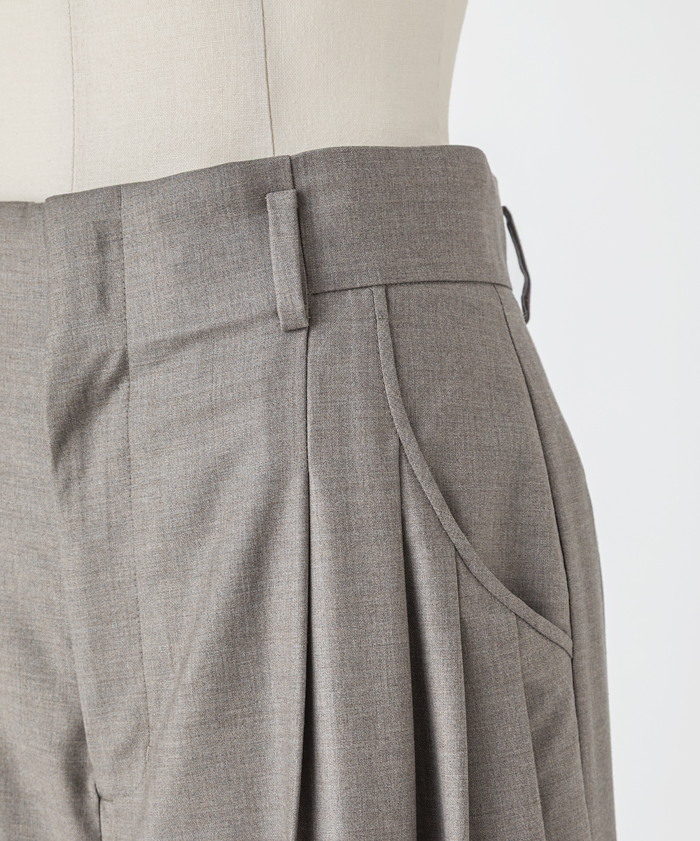 EAUVIRE 3タックワイドパンツ ブラウン