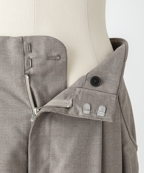 EAUVIRE 3タックワイドパンツ ブラウン