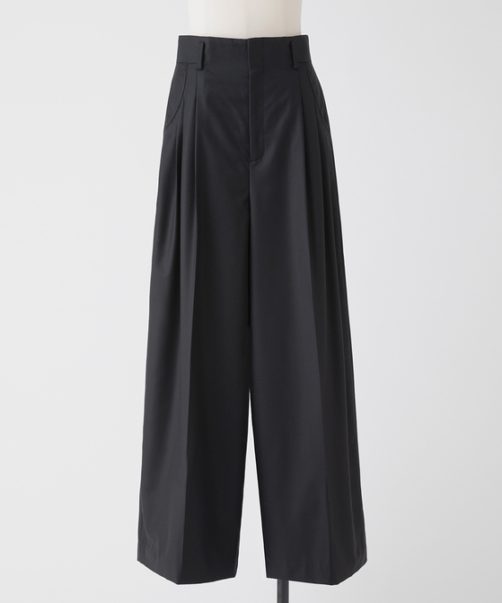 EAUVIRE 3タックワイドパンツ ブラウン