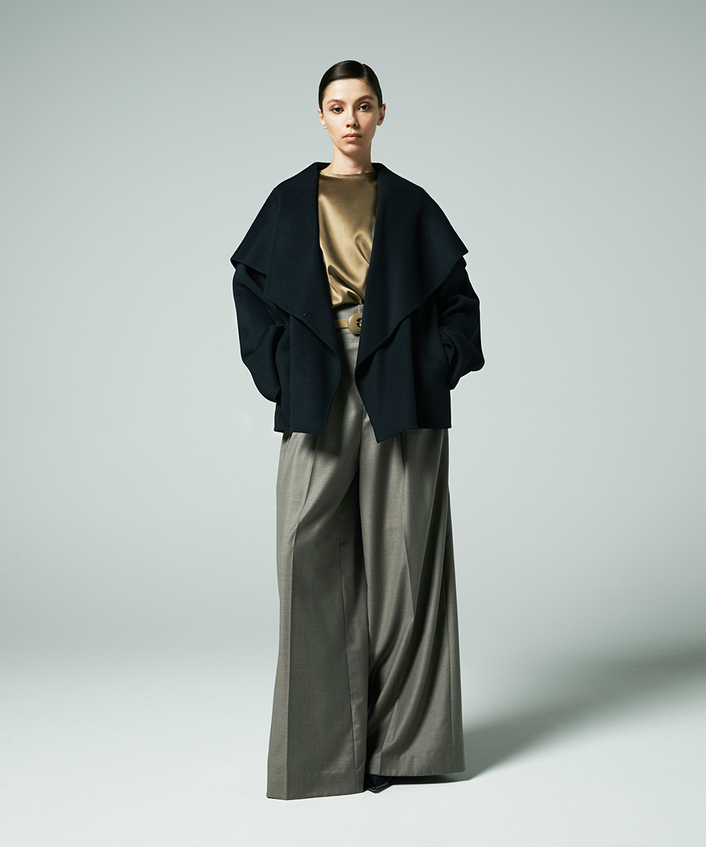 EAUVIRE 3タックワイドパンツ ブラウン