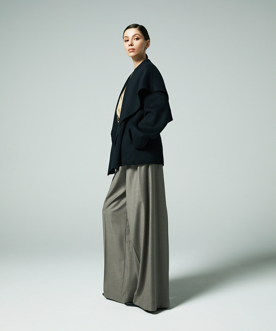 EAUVIRE 3タックワイドパンツ ブラウン