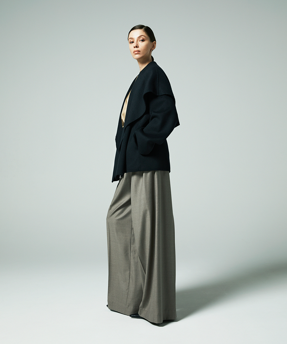 EAUVIRE 3タックワイドパンツ ブラウン