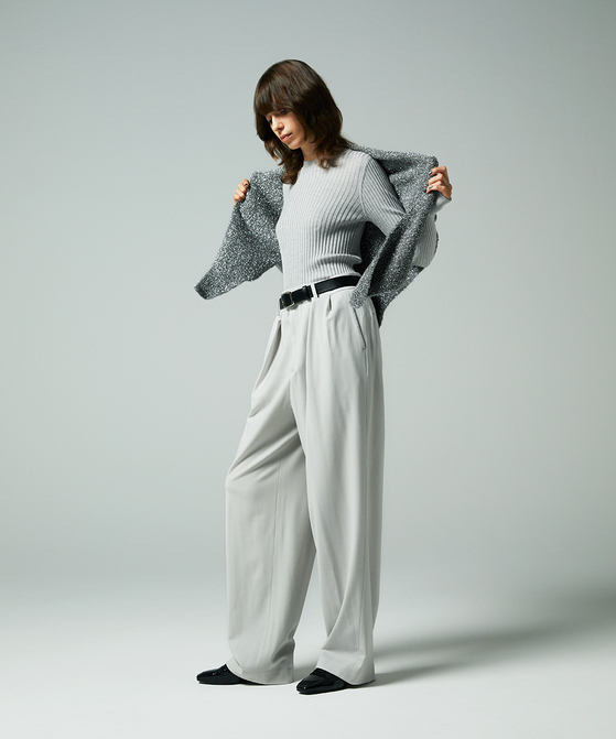 EAUVIRE ワイドテーパードパンツ ネイビー