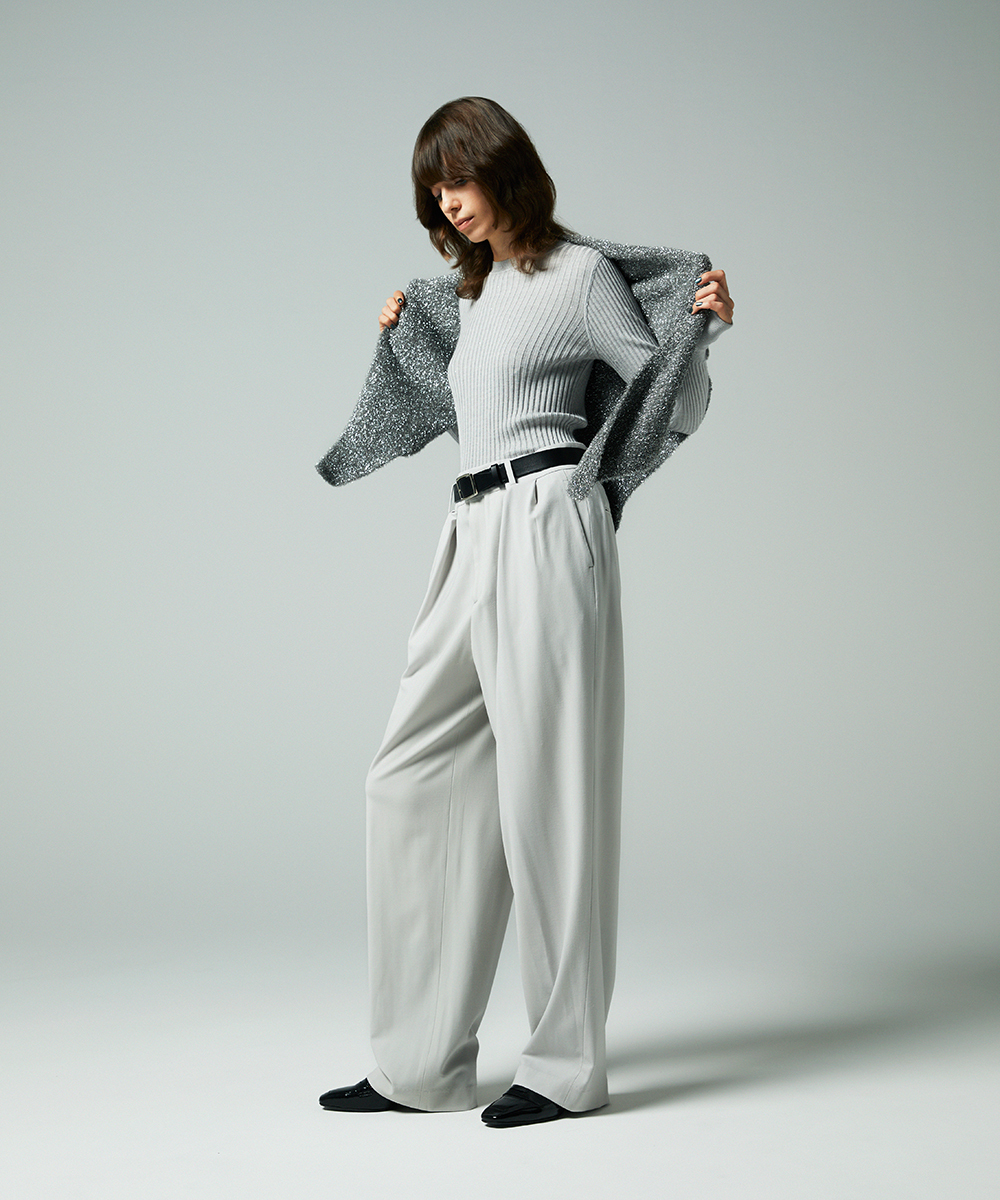 EAUVIRE ワイドテーパードパンツ ネイビー