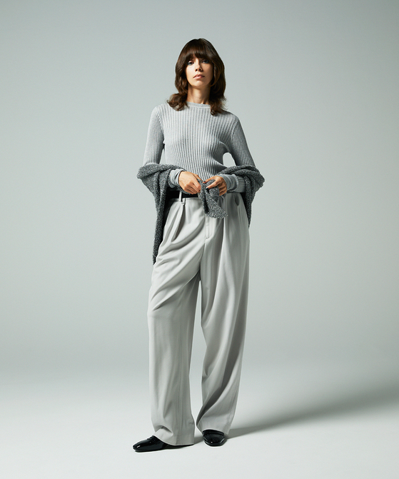 EAUVIRE ワイドテーパードパンツ ネイビー