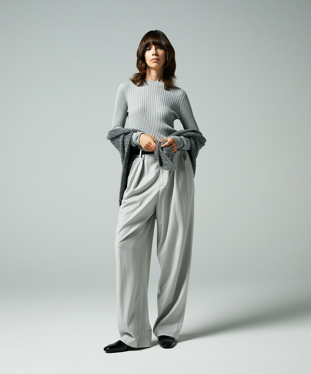 EAUVIRE ワイドテーパードパンツ ネイビー