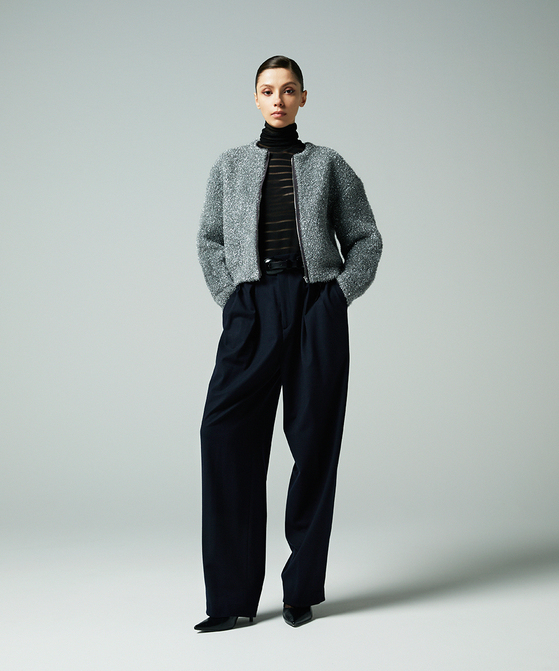 EAUVIRE ワイドテーパードパンツ ネイビー