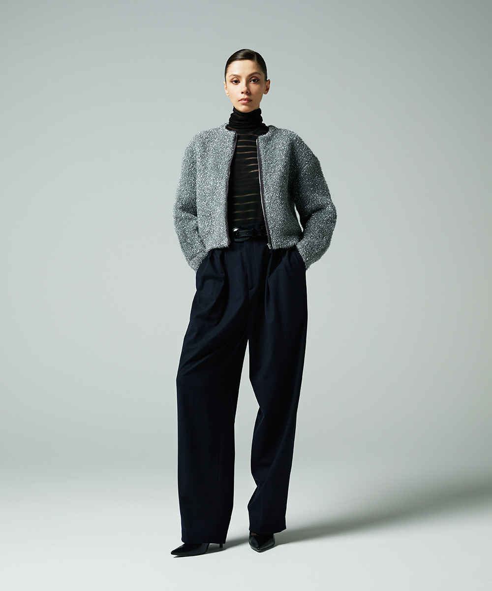 EAUVIRE ワイドテーパードパンツ ネイビー