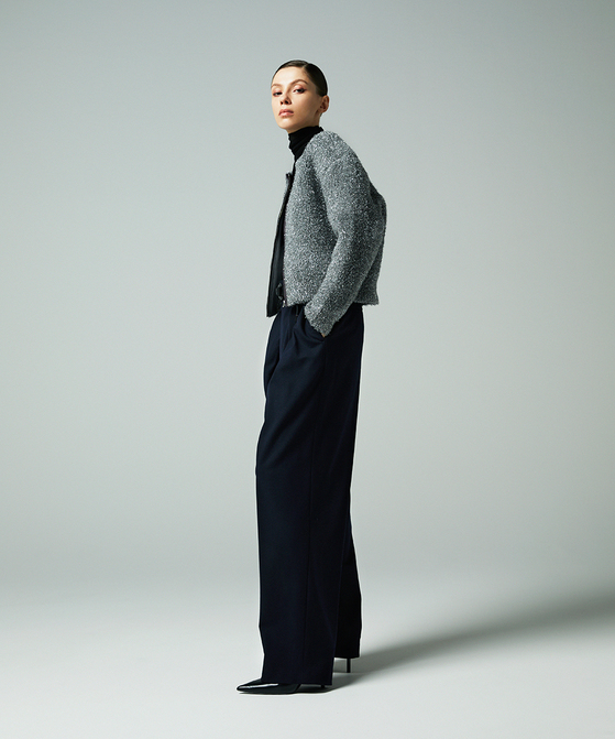 EAUVIRE ワイドテーパードパンツ ネイビー