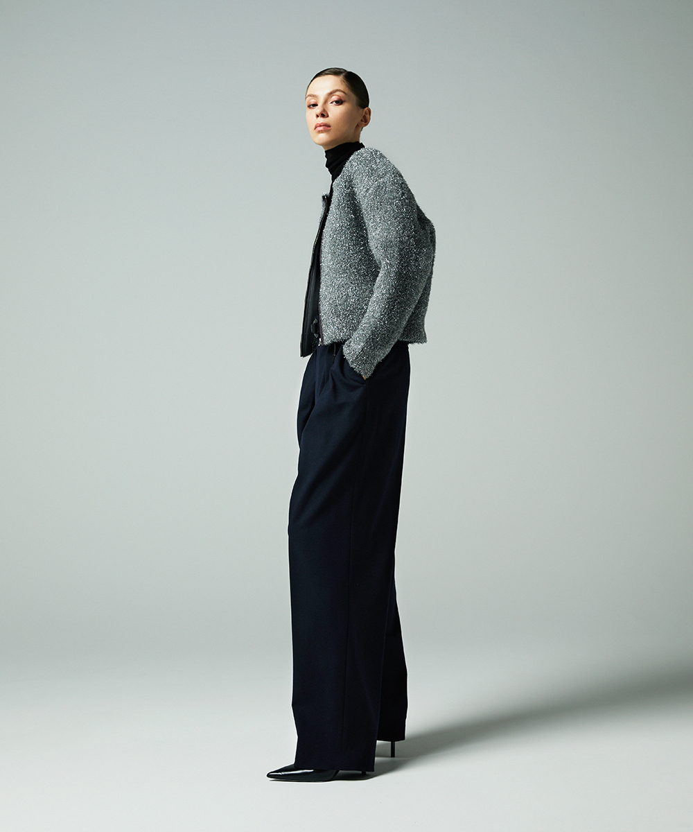 EAUVIRE ワイドテーパードパンツ ネイビー