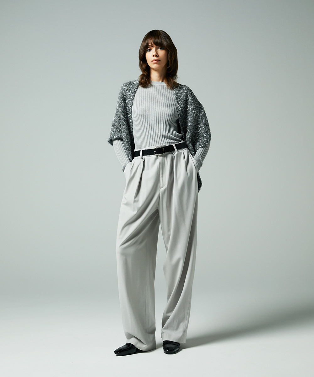 EAUVIRE ワイドテーパードパンツ ネイビー